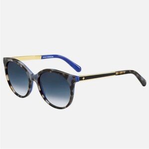 Kate Spade Blue Tortoiseshell Cat Eye Sunglasses Gold Arms